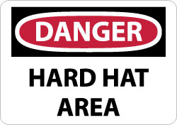 AccuformNMC D46RB Sign Rectangle, "Danger - Hard Hat Area"