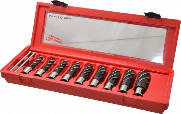 Milwaukee Tool 49-22-8410 9 Piece, 1/2 to 15/16" Cutter Diam, 2" Cutting Depth, Steel Annular Cutter Set