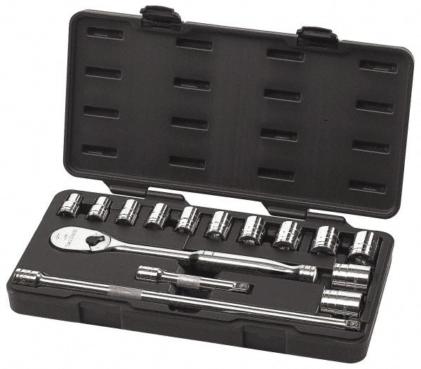 GEARWRENCH 80706 Standard Socket Set 15 Pc, 1/2" Drive, 7/16 to 1-1/8" Socket