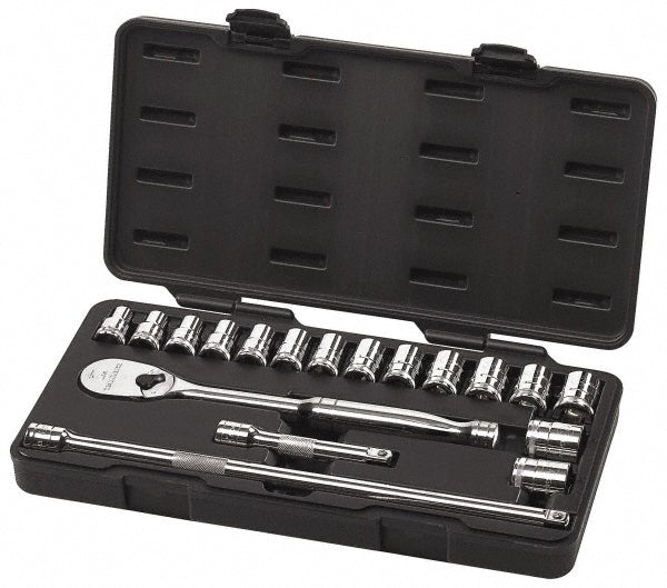 GEARWRENCH 80708 Standard Socket Set 18 Pc, 1/2" Drive, 10.00 to 24.00" Socket