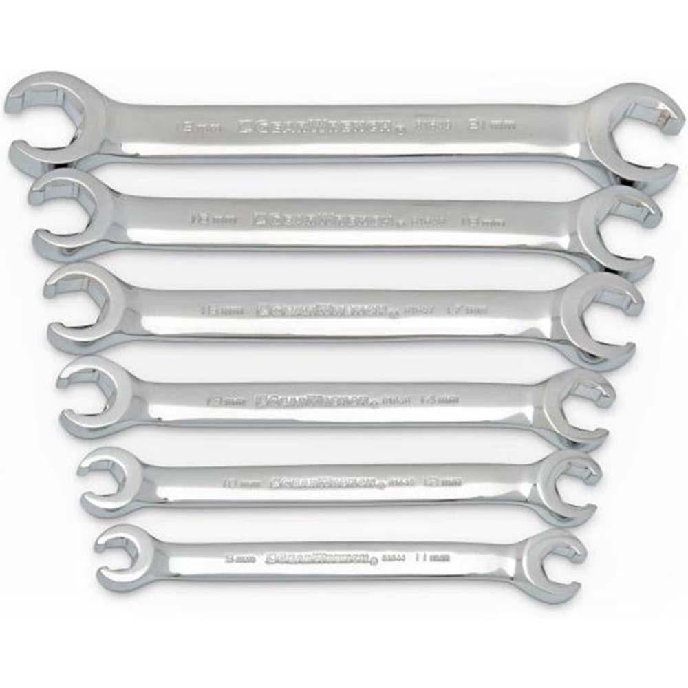 GEARWRENCH 81906 Flare Nut Wrench Set 6 Pc, 10 x 12 mm 13 x 14 mm 15 x 17 mm 16 x 18 mm 19 x 21 mm & 9 x 11 mm Wrench, Metric