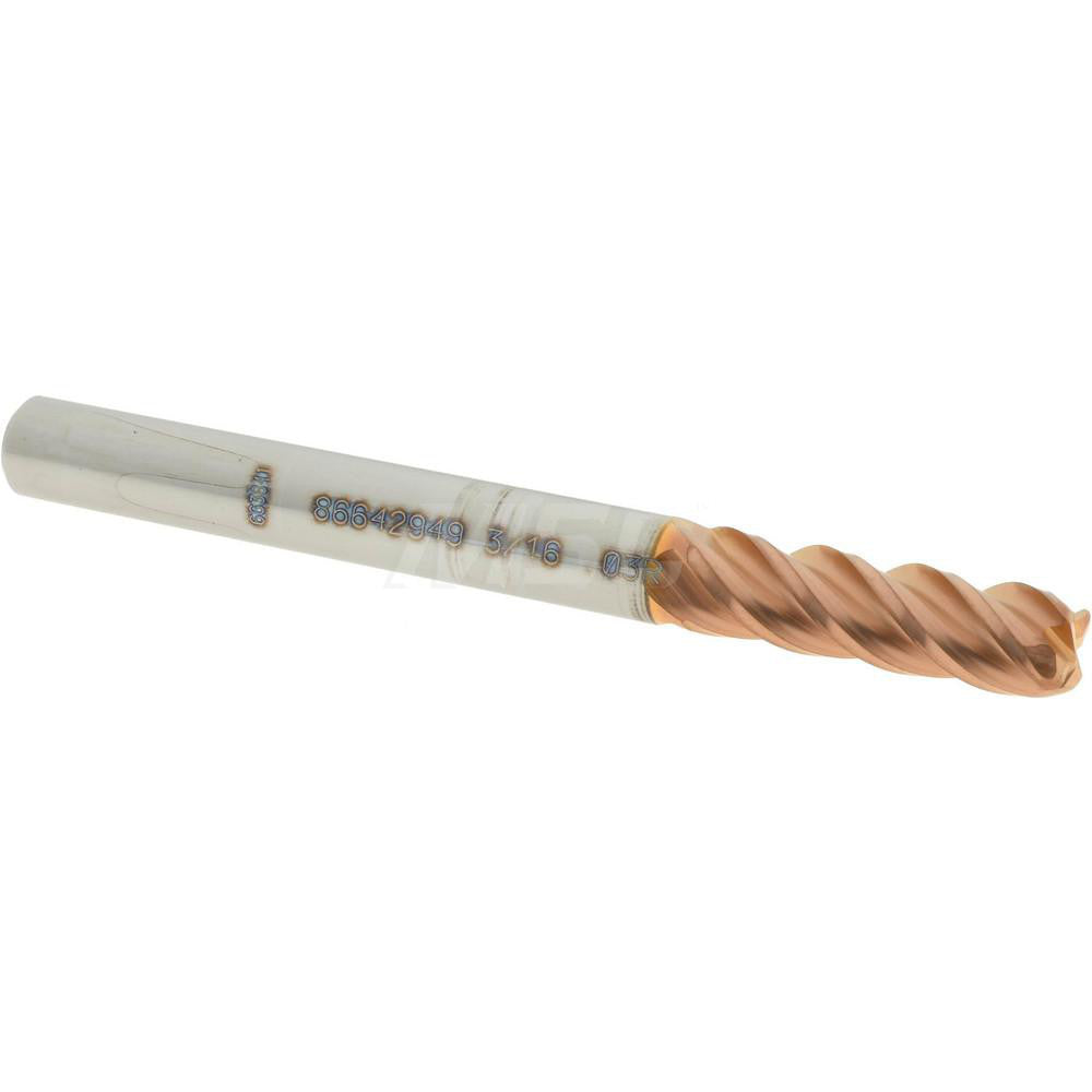 Accupro 86642949 Corner Radius End Mill 3/16" Dia, 5/8" LOC, 0.03" Radius, 4 Flutes, Solid Carbide