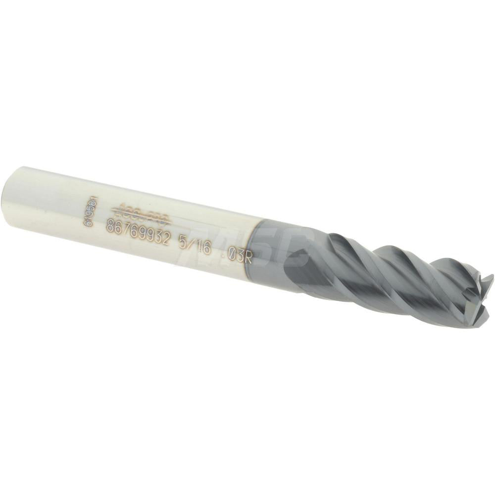 Accupro 86769932 Corner Radius End Mill 5/16" Dia, 3/4" LOC, 0.03" Radius, 4 Flutes, Solid Carbide