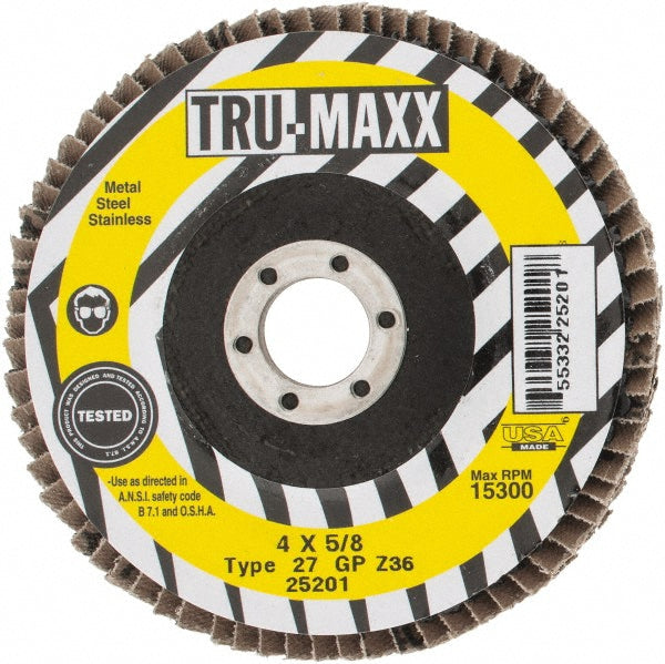 Tru-Maxx 66254442911 Flap Disc 5/8" Hole, 36 Grit, Zirconia Alumina, Type 27
