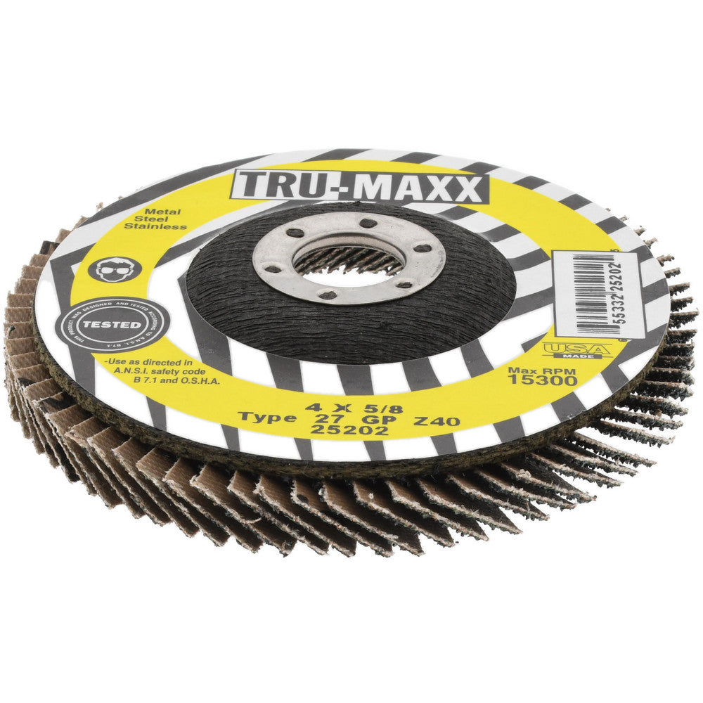 Tru-Maxx 66254442913 Flap Disc 5/8" Hole, 40 Grit, Zirconia Alumina, Type 27