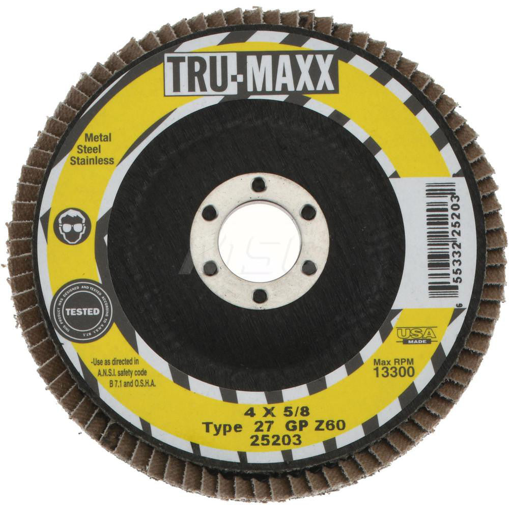 Tru-Maxx 66254443130 Flap Disc 5/8" Hole, 60 Grit, Zirconia Alumina, Type 27