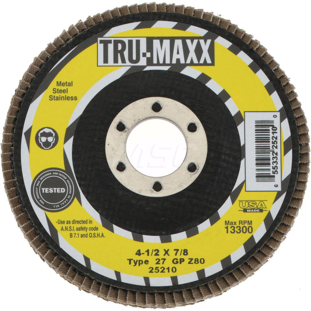 Tru-Maxx 66254443387 Flap Disc 7/8" Hole, 80 Grit, Zirconia Alumina, Type 27