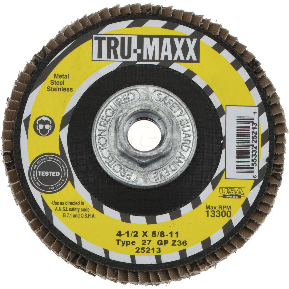 Tru-Maxx 66254443388 Flap Disc 5/8-11 Hole, 36 Grit, Zirconia Alumina, Type 27