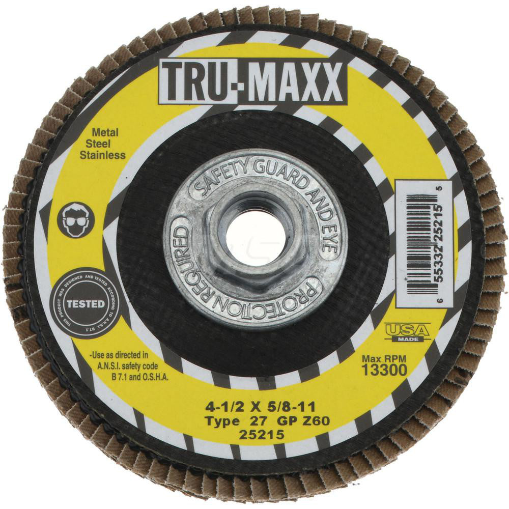 Tru-Maxx 66254443396 Flap Disc 5/8-11 Hole, 60 Grit, Zirconia Alumina, Type 27