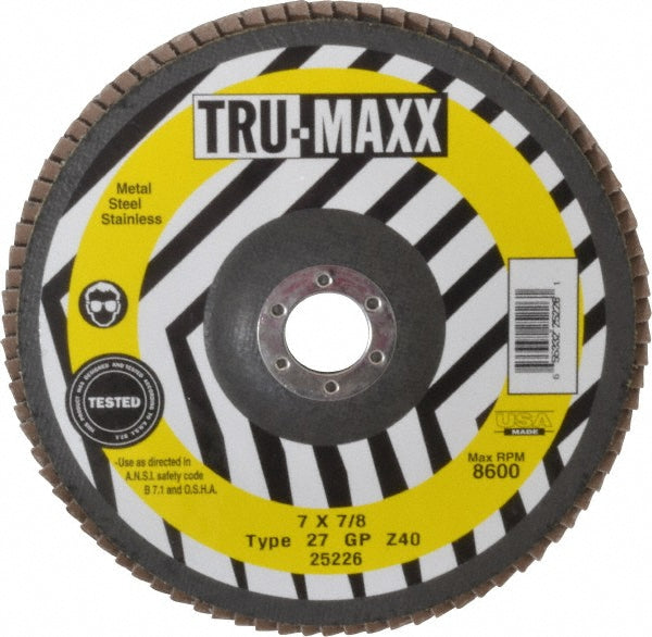 Tru-Maxx 66254443407 Flap Disc 7/8" Hole, 40 Grit, Zirconia Alumina, Type 27