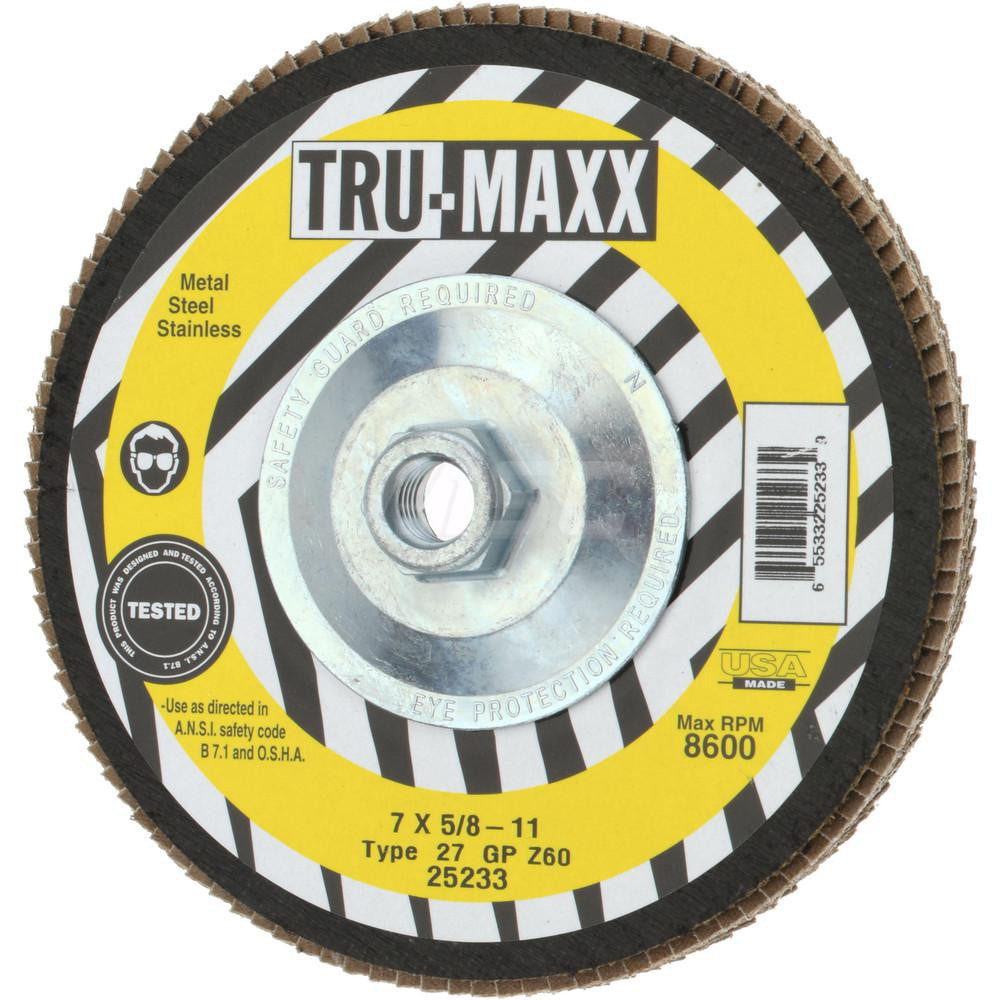 Tru-Maxx 66254443406 Flap Disc 5/8-11 Hole, 60 Grit, Zirconia Alumina, Type 27