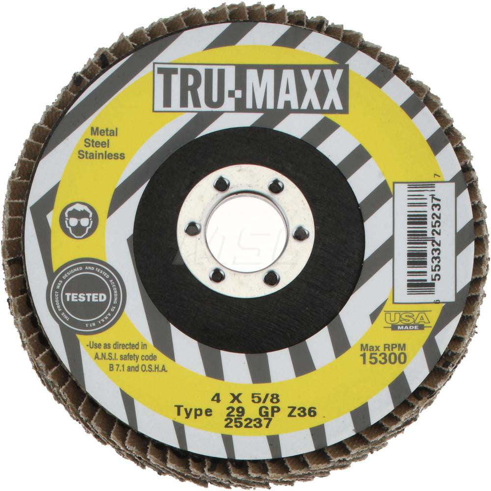 Tru-Maxx 66254443409 Flap Disc 5/8" Hole, 36 Grit, Zirconia Alumina, Type 29
