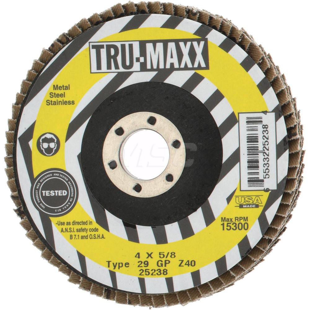 Tru-Maxx 66254443410 Flap Disc 5/8" Hole, 40 Grit, Zirconia Alumina, Type 29