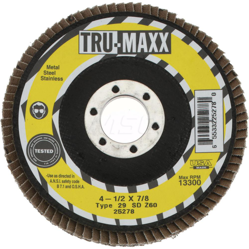 Tru-Maxx 66254443443 Flap Disc 7/8" Hole, 60 Grit, Zirconia Alumina, Type 29