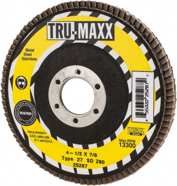 Tru-Maxx 66254443447 Flap Disc 7/8" Hole, 80 Grit, Zirconia Alumina, Type 27