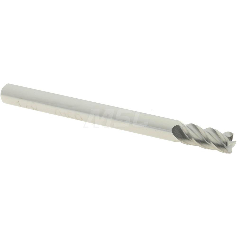 Accupro 86800273 Corner Radius End Mill 1/8" Dia, 1/4" LOC, 0.015" Radius, 4 Flutes, Solid Carbide