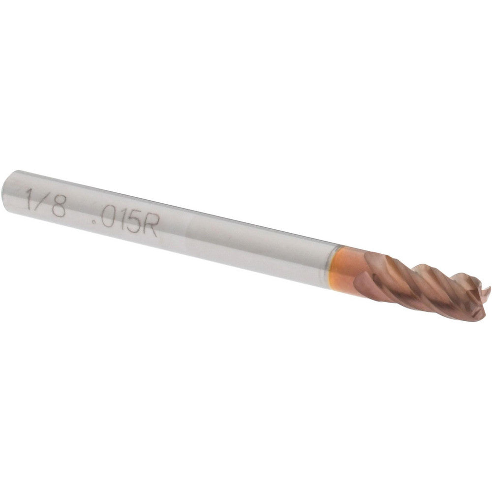 Accupro 86800299 Corner Radius End Mill 1/8" Dia, 1/4" LOC, 0.015" Radius, 4 Flutes, Solid Carbide