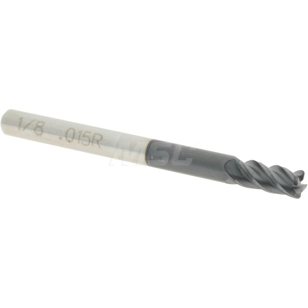 Accupro 86800315 Corner Radius End Mill 1/8" Dia, 1/4" LOC, 0.015" Radius, 4 Flutes, Solid Carbide