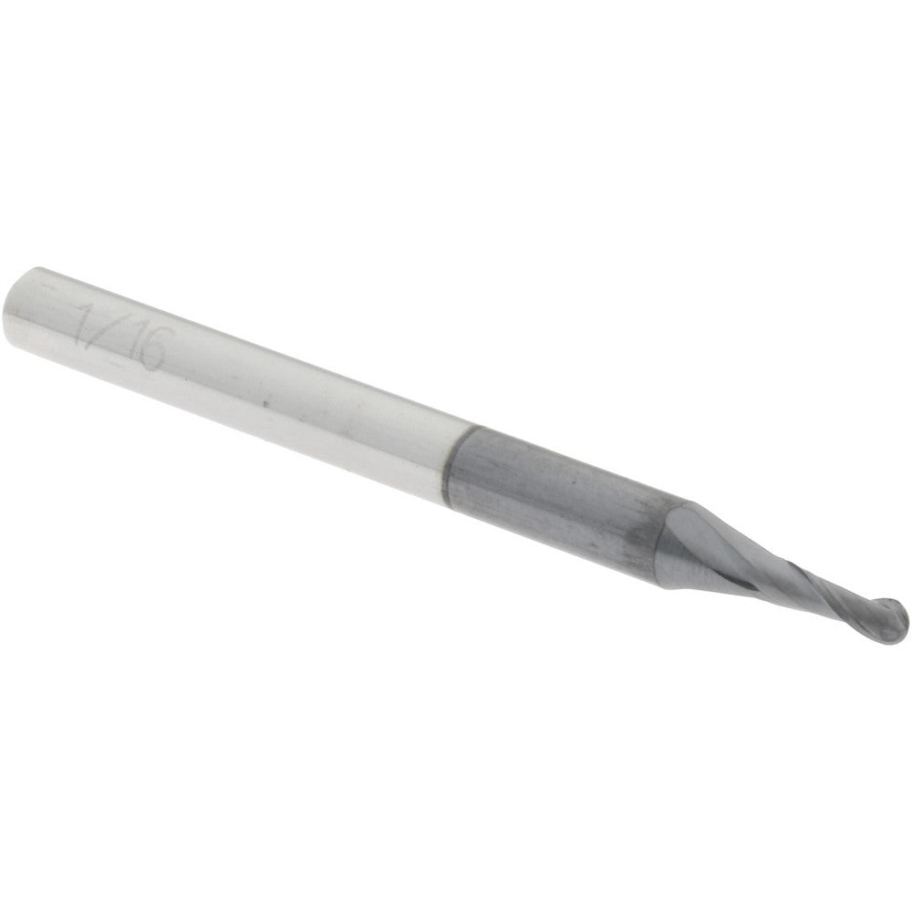Accupro 86977733 Ball End Mill 0.0625" Dia, 0.1875" LOC, 2 Flute, Solid Carbide