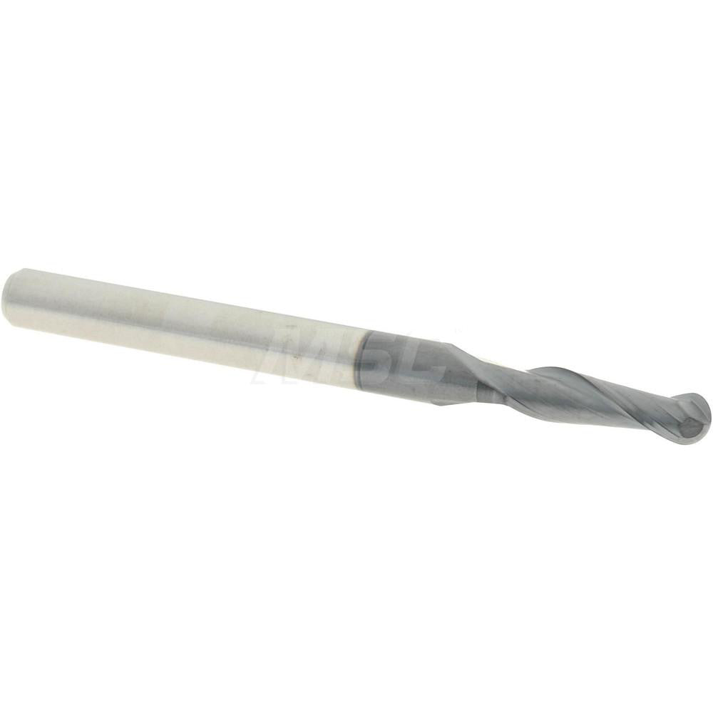 Accupro 86977824 Ball End Mill 0.1094" Dia, 0.375" LOC, 2 Flute, Solid Carbide