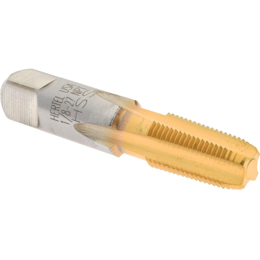 Hertel G127036T-S Standard Pipe Tap 1/8-27, NPT, 4 Flutes, High Speed Steel, TiN Finish
