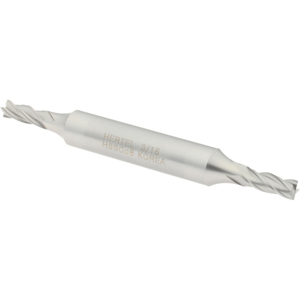 Hertel E2053012 Square End Mill 3/16'' Dia, 1/2'' LOC, 3/8'' Shank Dia, 3-1/4'' OAL, 4 Flutes, Cobalt