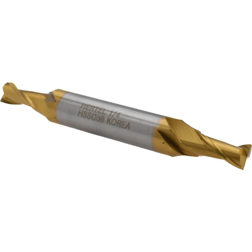 Hertel E4050016 Square End Mill 1/4'' Dia, 1/2'' LOC, 3/8'' Shank Dia, 3-1/8'' OAL, 2 Flutes, Cobalt