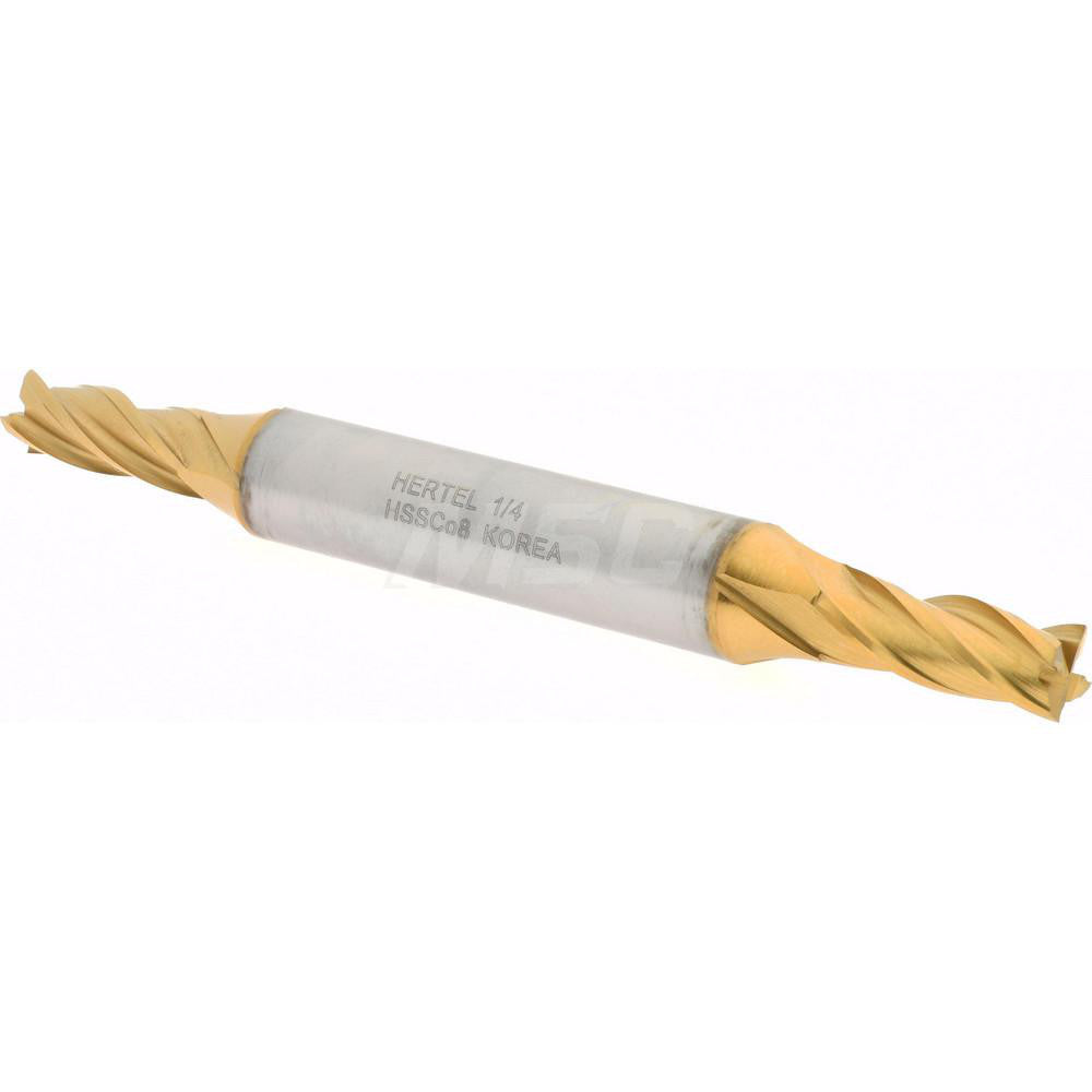 Hertel E4053016 Square End Mill 1/4'' Dia, 5/8'' LOC, 3/8'' Shank Dia, 3-3/8'' OAL, 4 Flutes, Cobalt