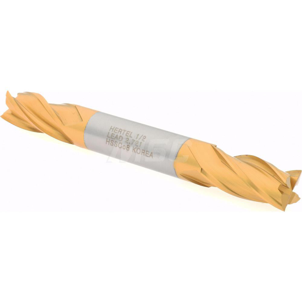 Hertel E4053032 Square End Mill 1/2'' Dia, 1'' LOC, 1/2'' Shank Dia, 4-1/8'' OAL, 4 Flutes, Cobalt