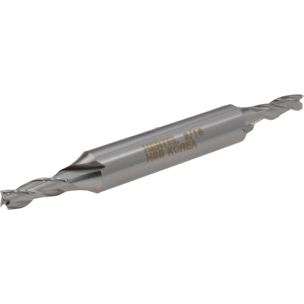 Hertel E1052012 Square End Mill 3/16'' Dia, 1/2'' LOC, 3/8'' Shank Dia, 3-1/4'' OAL, 3 Flutes, High Speed Steel