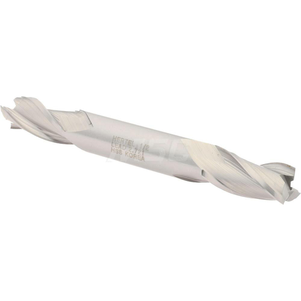 Hertel E1052032 Square End Mill 1/2'' Dia, 1'' LOC, 1/2'' Shank Dia, 4-1/8'' OAL, 3 Flutes, High Speed Steel