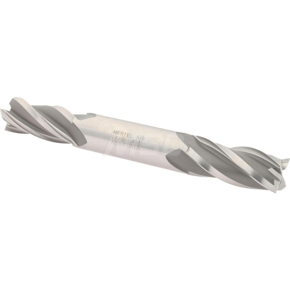 Hertel E1053040 Square End Mill 5/8'' Dia, 1-3/8'' LOC, 5/8'' Shank Dia, 5'' OAL, 4 Flutes, High Speed Steel