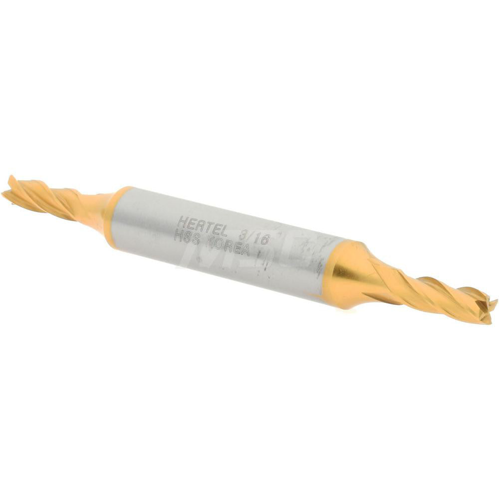 Hertel E8053012 Square End Mill 3/16'' Dia, 1/2'' LOC, 3/8'' Shank Dia, 3-1/4'' OAL, 4 Flutes, High Speed Steel