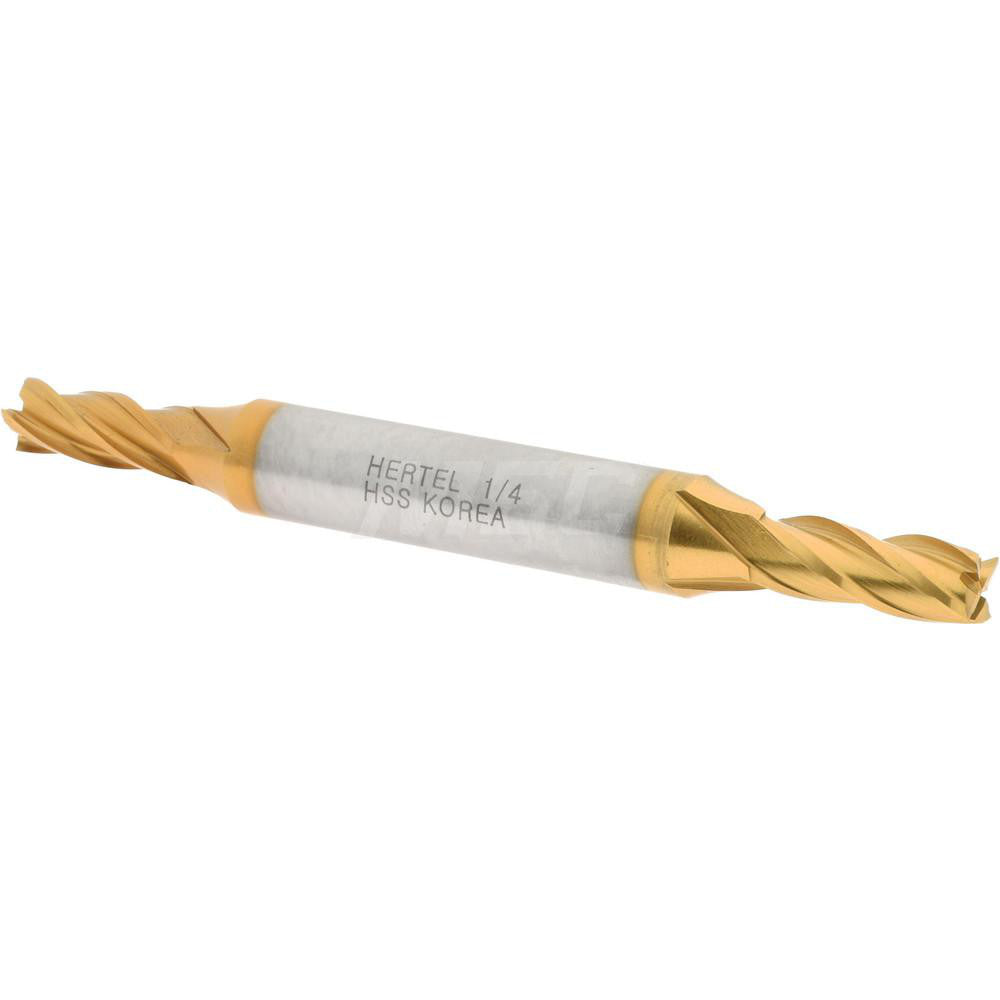 Hertel E8053016 Square End Mill 1/4'' Dia, 5/8'' LOC, 3/8'' Shank Dia, 3-3/8'' OAL, 4 Flutes, High Speed Steel