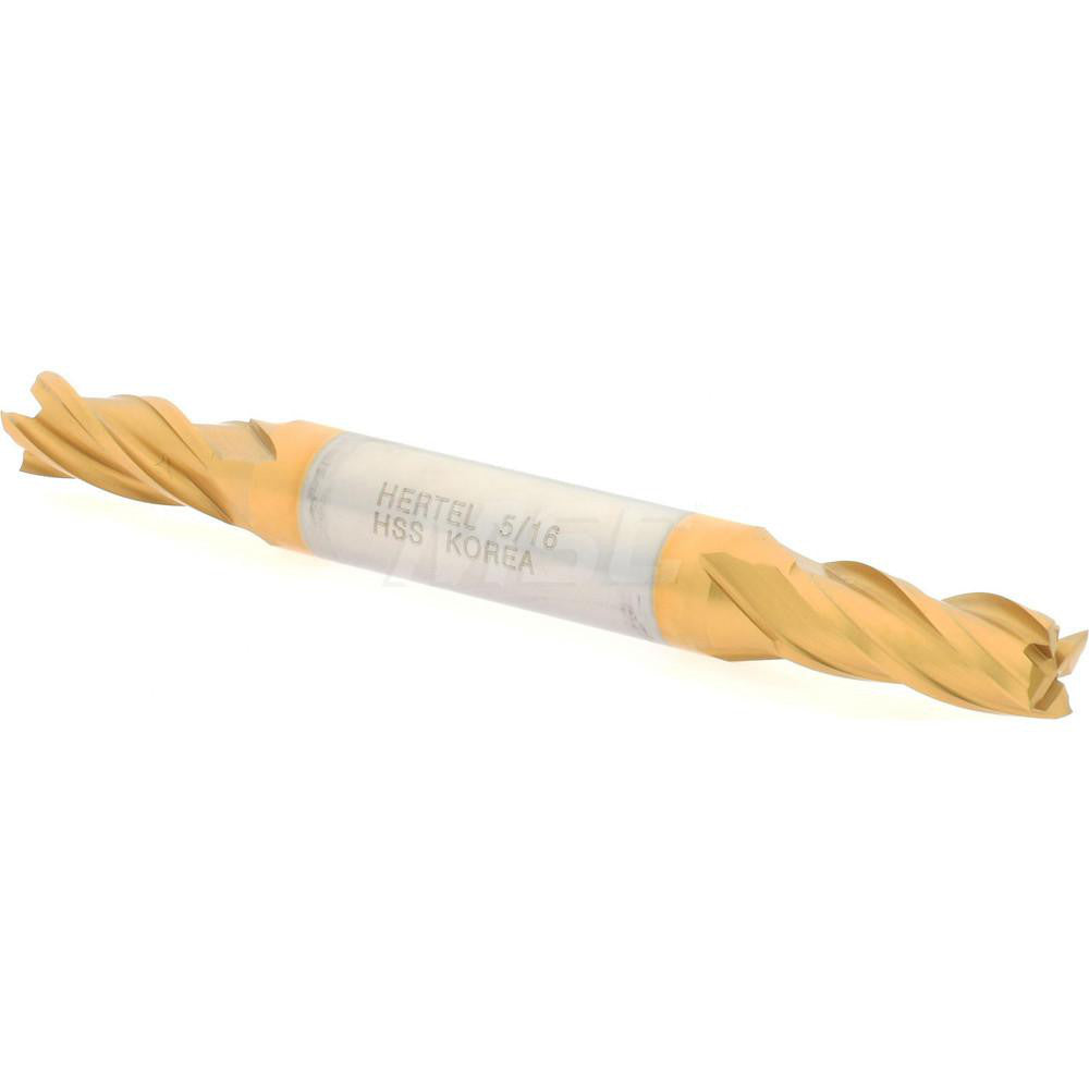 Hertel E8053020 Square End Mill 5/16'' Dia, 3/4'' LOC, 3/8'' Shank Dia, 3-1/2'' OAL, 4 Flutes, High Speed Steel