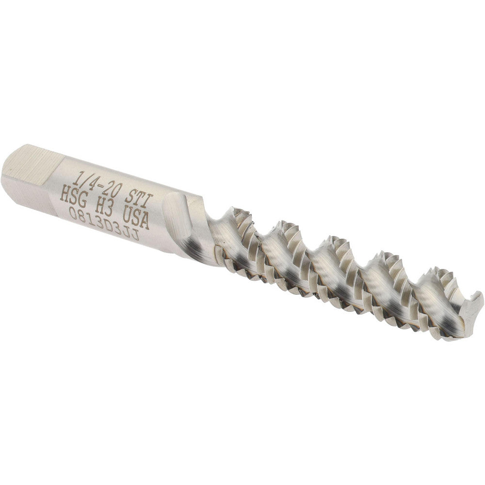 Hertel K007324AS 1/4-20 UNC, 3 Flute, 52° Helix, Bottoming Chamfer, Bright Finish, High Speed Steel Spiral Flute STI Tap