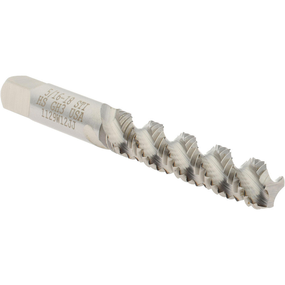 Hertel K007328AS 5/16-18 UNC, 3 Flute, 52° Helix, Bottoming Chamfer, Bright Finish, High Speed Steel Spiral Flute STI Tap