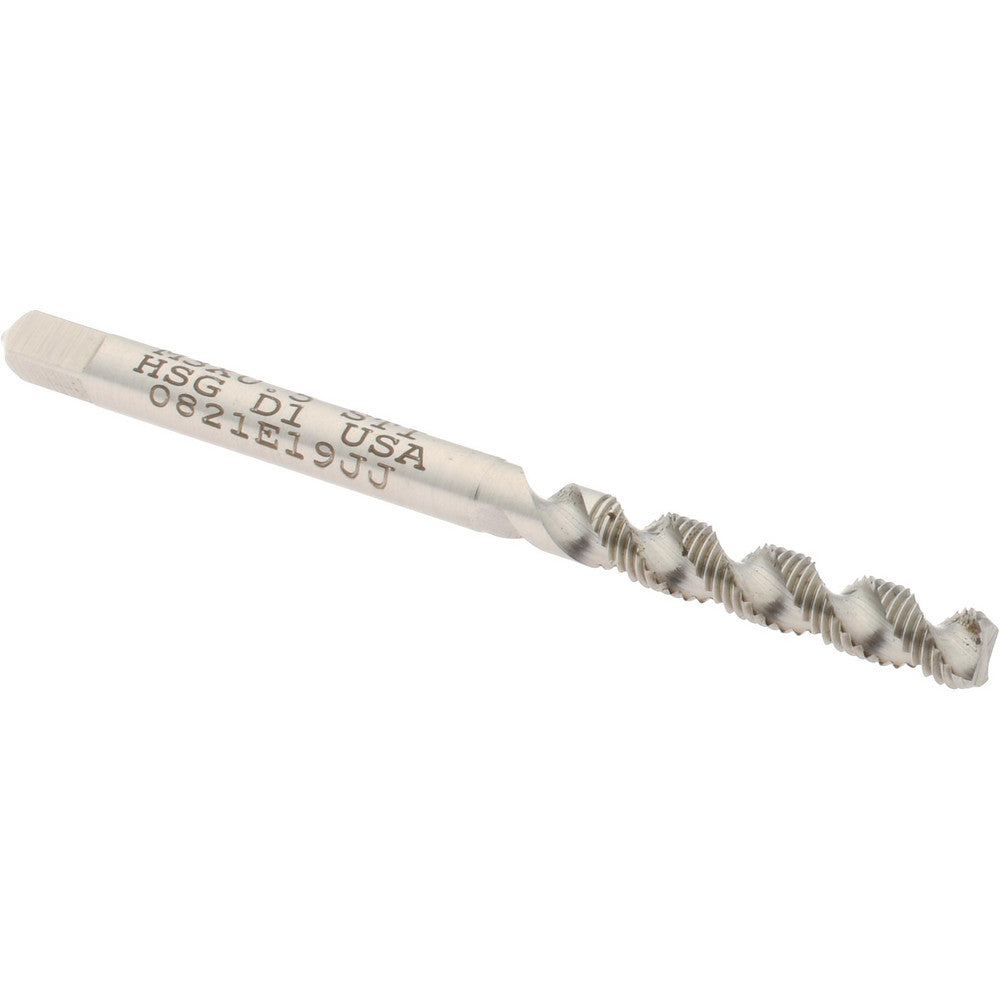 Hertel K007349AS M3x0.50 Metric Coarse/EGM, 2 Flute, 52° Helix, Bottoming Chamfer, Bright Finish, High Speed Steel Spiral Flute STI Tap