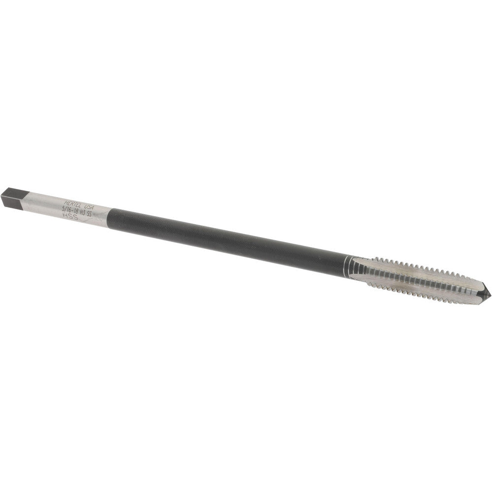 Hertel G837611 Extension Tap 5/16-18, 4 Flutes, H3, Bright/Uncoated, High Speed Steel, Standard Hand