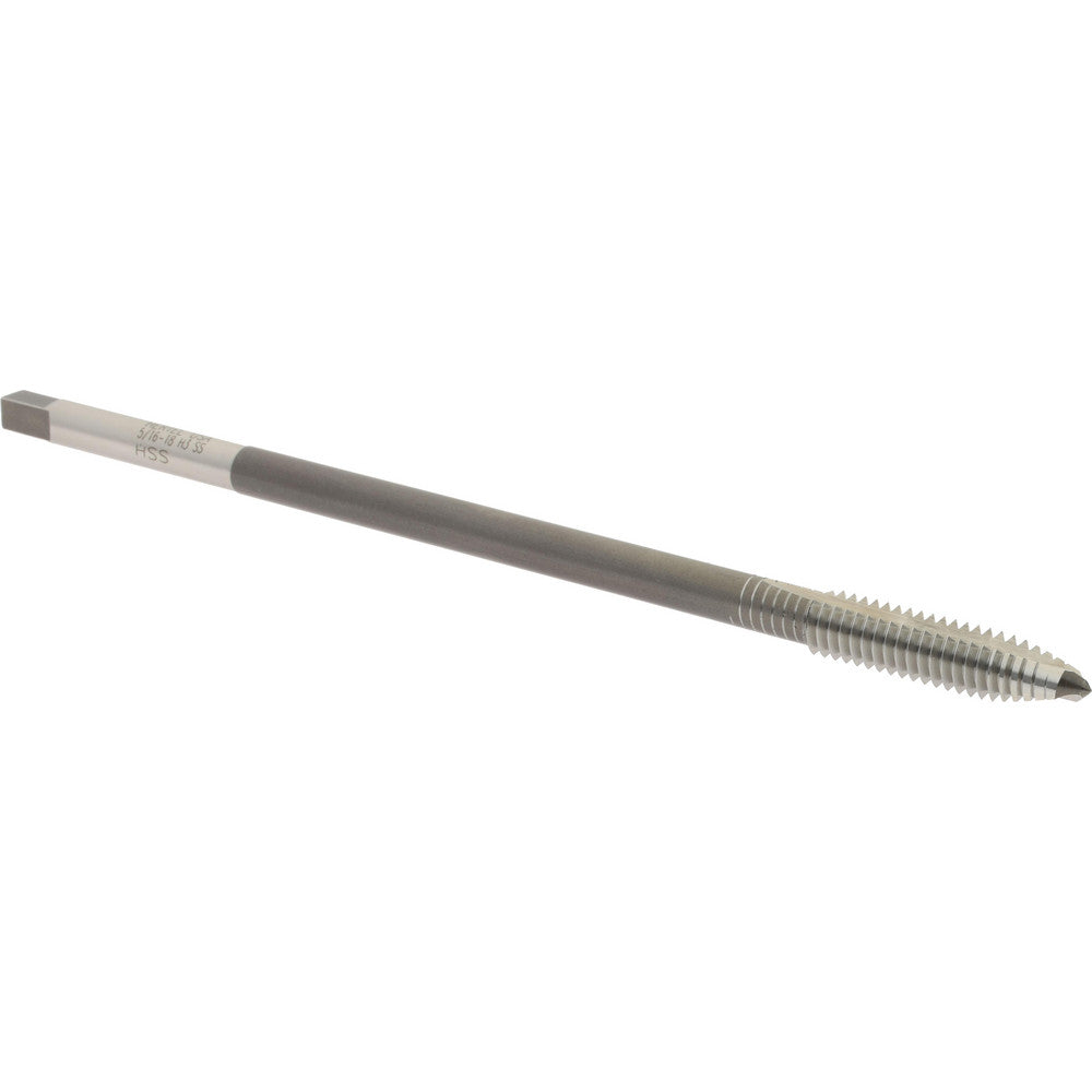 Hertel G837516 Extension Tap 5/16-18, 2 Flutes, H3, Bright/Uncoated, High Speed Steel, Spiral Point