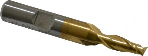 Cleveland C32505 Square End Mill 1/4'' Dia, 1/2'' LOC, 3/8'' Shank Dia, 2-7/16'' OAL, 2 Flutes, Cobalt