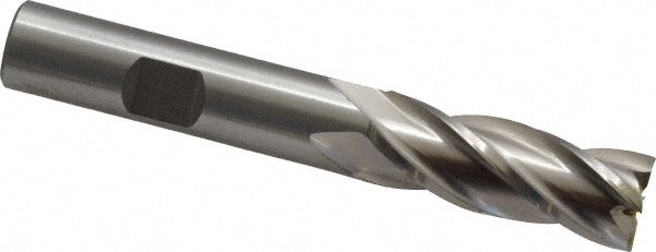 Cleveland C33161 Square End Mill 17/32'' Dia, 1-3/8'' LOC, 1/2'' Shank Dia, 3-3/8'' OAL, 4 Flutes, High Speed Steel