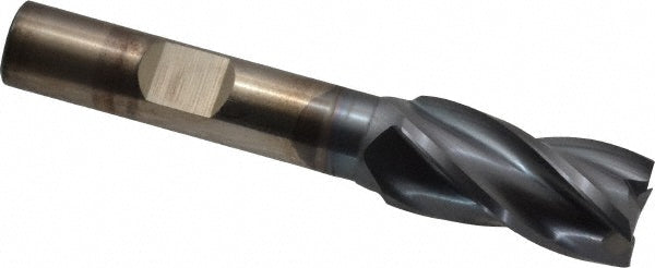 Cleveland C33264 Square End Mill 1/2'' Dia, 1'' LOC, 3/8'' Shank Dia, 2-11/16'' OAL, 4 Flutes, High Speed Steel