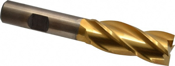 Cleveland C33213 Square End Mill 11/16'' Dia, 1-5/8'' LOC, 1/2'' Shank Dia, 3-5/8'' OAL, 4 Flutes, High Speed Steel