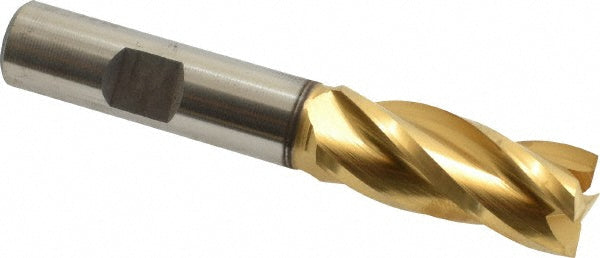 Cleveland C33210 Square End Mill 19/32'' Dia, 1-3/8'' LOC, 1/2'' Shank Dia, 3-3/8'' OAL, 4 Flutes, High Speed Steel