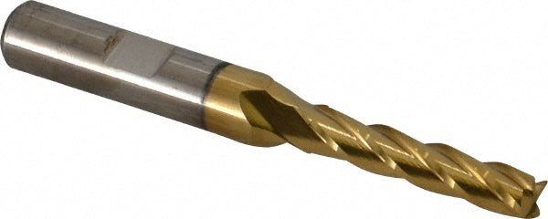 Cleveland C33386 Square End Mill 1/4'' Dia, 1-1/4'' LOC, 3/8'' Shank Dia, 3-1/16'' OAL, 4 Flutes, High Speed Steel