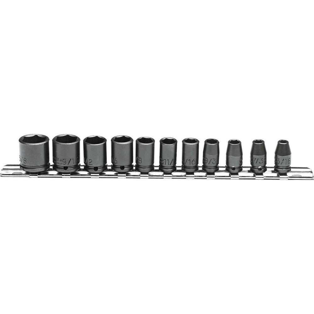 Proto J69106 Impact Standard Socket Set 11 Pc, 1/4" Drive, 3/16 to 5/8" Socket