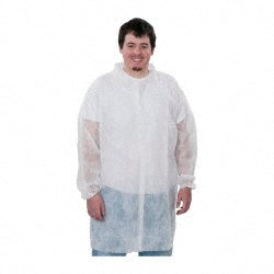 PRO-SAFE KM-LC0-WE-NW-MED-WHITE Lab Coat 1.41 oz Material, Size Medium, Polypropylene