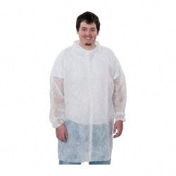 PRO-SAFE KM-LC0-WE-NW-2XL-WHITE Lab Coat 1.41 oz Material, Size 2X-Large, Polypropylene