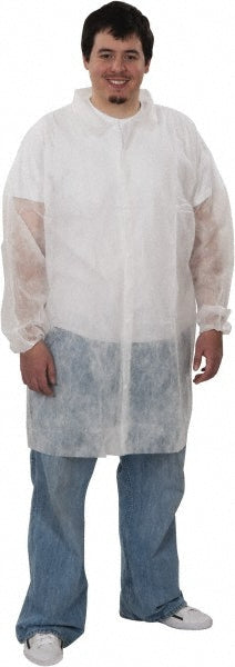 PRO-SAFE KM-LC0-WE-NW-3XL-WHITE Lab Coat 1.41 oz Material, Size 3X-Large, Polypropylene